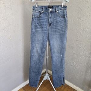 Fashion Nova Ankle Slit Blue Denim Jeans